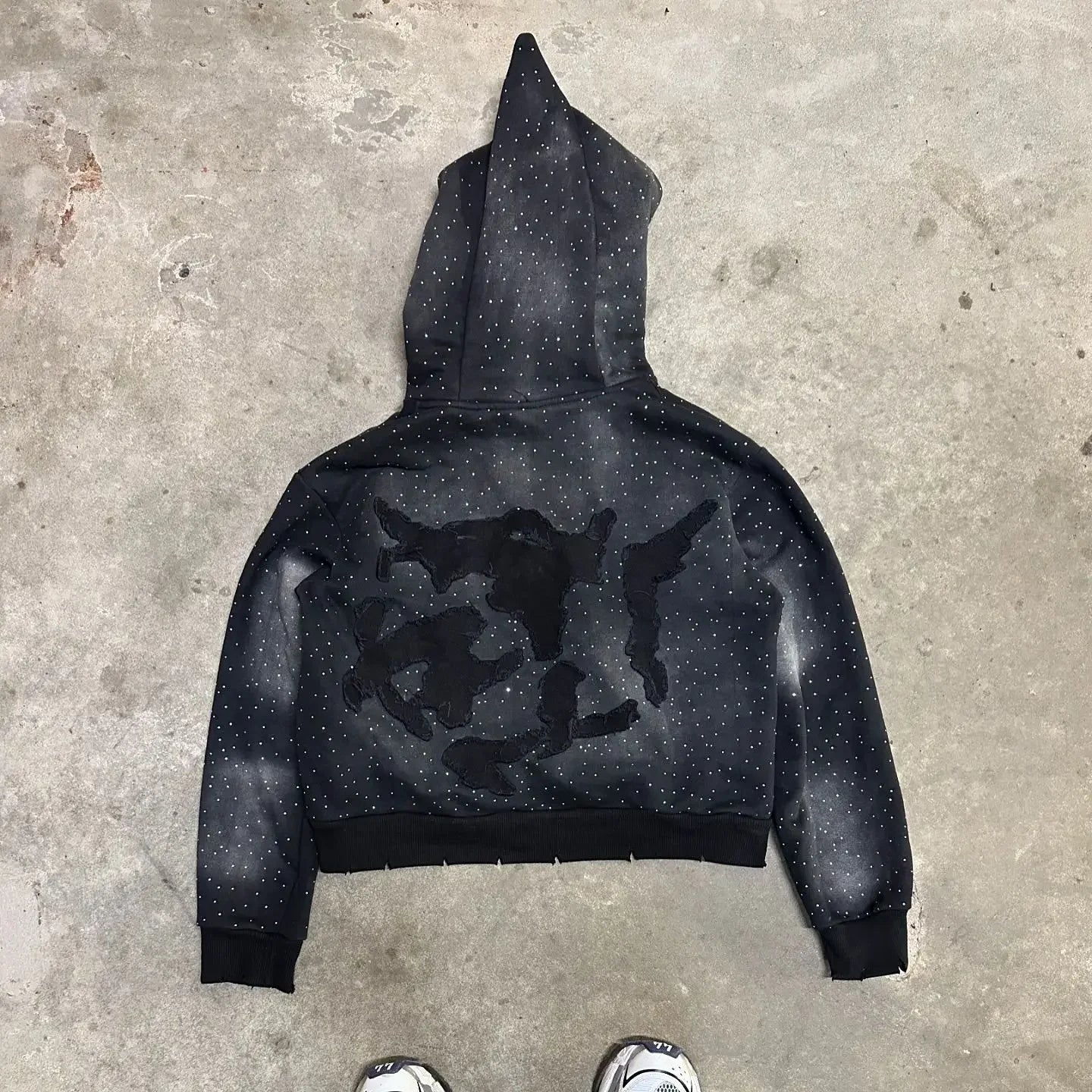 American New Harajuku Fashion Flash Diamond Oversized Letter Patch Hoodie Mens Womens Y2K Hip Hop Gothic Casual Joker Sweatshirt