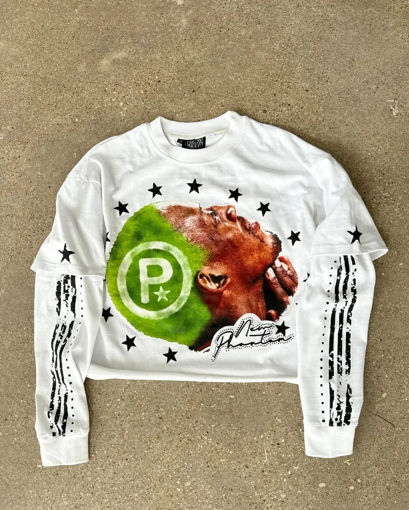 Hip hop high street long sleeve splicing star trend brand top men Harajuku street style pullover hoodie loose casual  sweatshirt