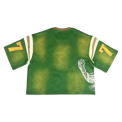 American T Shirt Y2K Short Sleeved Tops Men Retro Hip Hop Rock Graphic Print Oversized Tshirt Round Neck Cotton Pullover Clothes