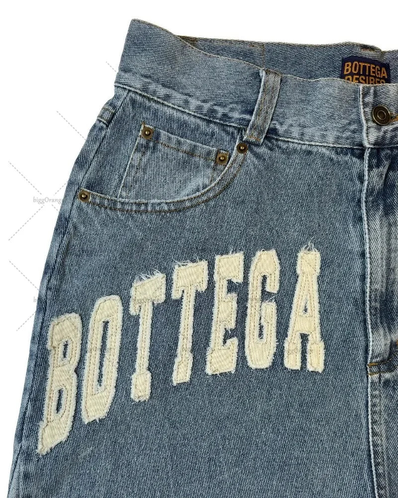 American Street Harajuku Retro Denim Shorts with Letter Embroidery Oversized Jeans Men Y2k Loose Casual Versatile Shorts Women