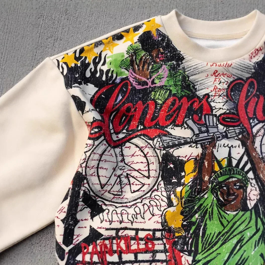 Streetwear Y2k T Shirt New Trend Hip Hop Graffiti Large Graphic Print Design Shirt Harajuku Retro Oversized Loose T Shirt Tops
