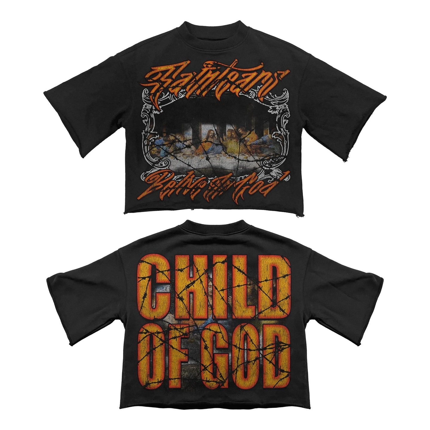 Streetwear Classic Seven Quarter Sleeves Tops Retro Famous Paintings Letter Graphics Printed T Shirt New Harajuku Goth Clothing