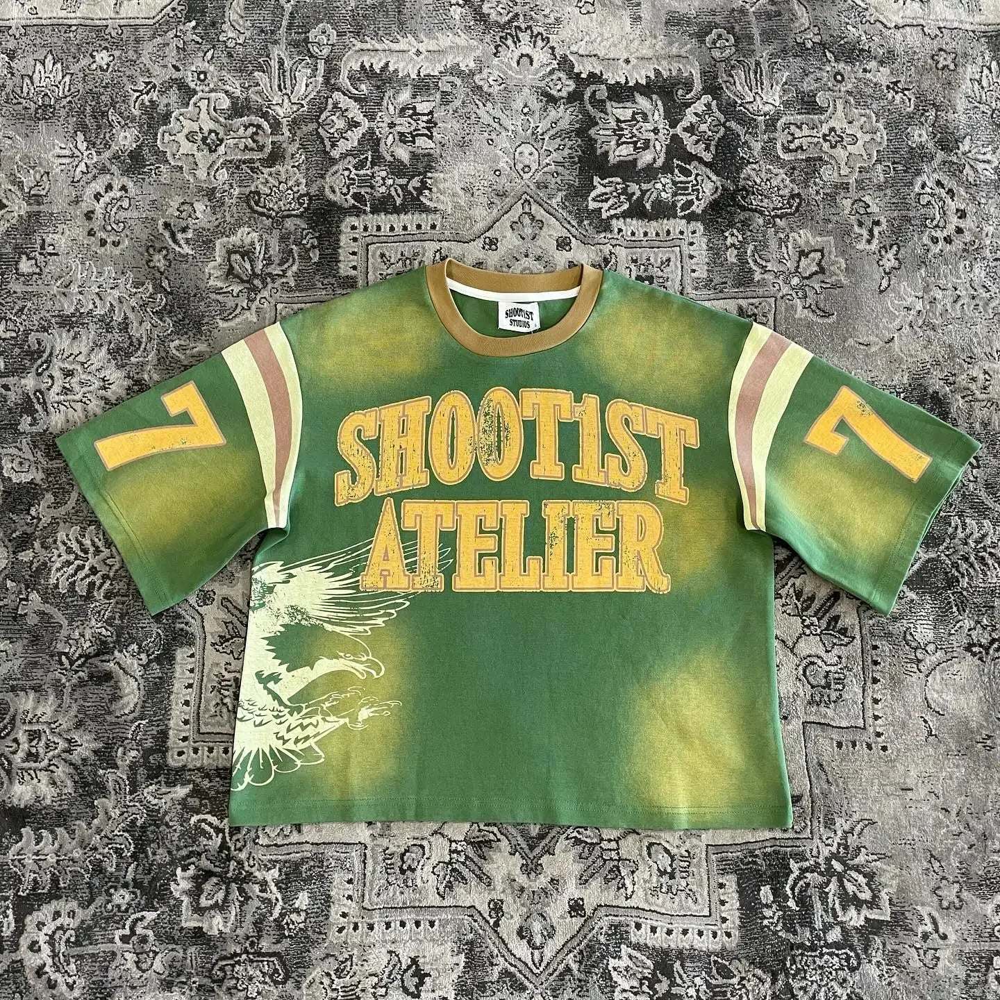 American T Shirt Y2K Short Sleeved Tops Men Retro Hip Hop Rock Graphic Print Oversized Tshirt Round Neck Cotton Pullover Clothes