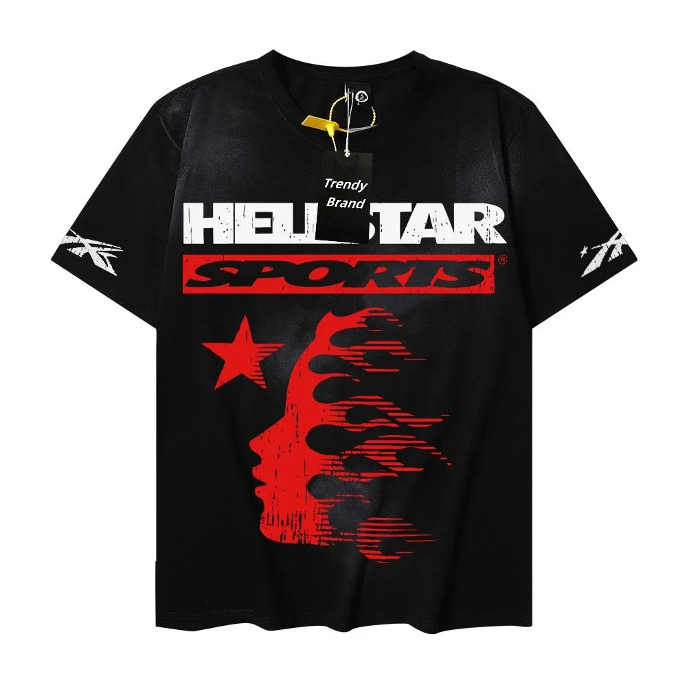 2025 Tide Brand Printing Summer Loose Casual Retro Men's and Women's Pure Ins Short-sleeved Comfortable and Breathable T-shirt