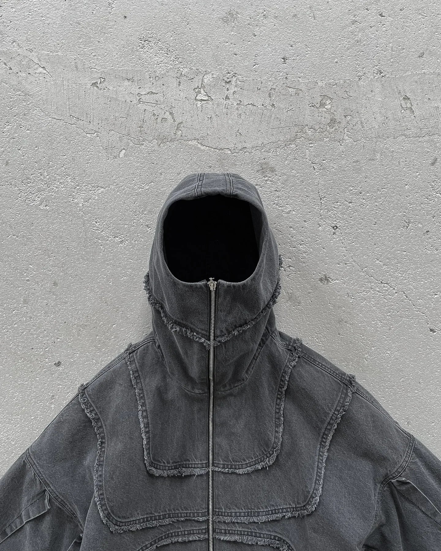 Y2K Popular Vintage Denim Jacket American Gothic Double Zipper Stitching Flanging Design Zip Up Hoodie Unisex Punk Streetwear