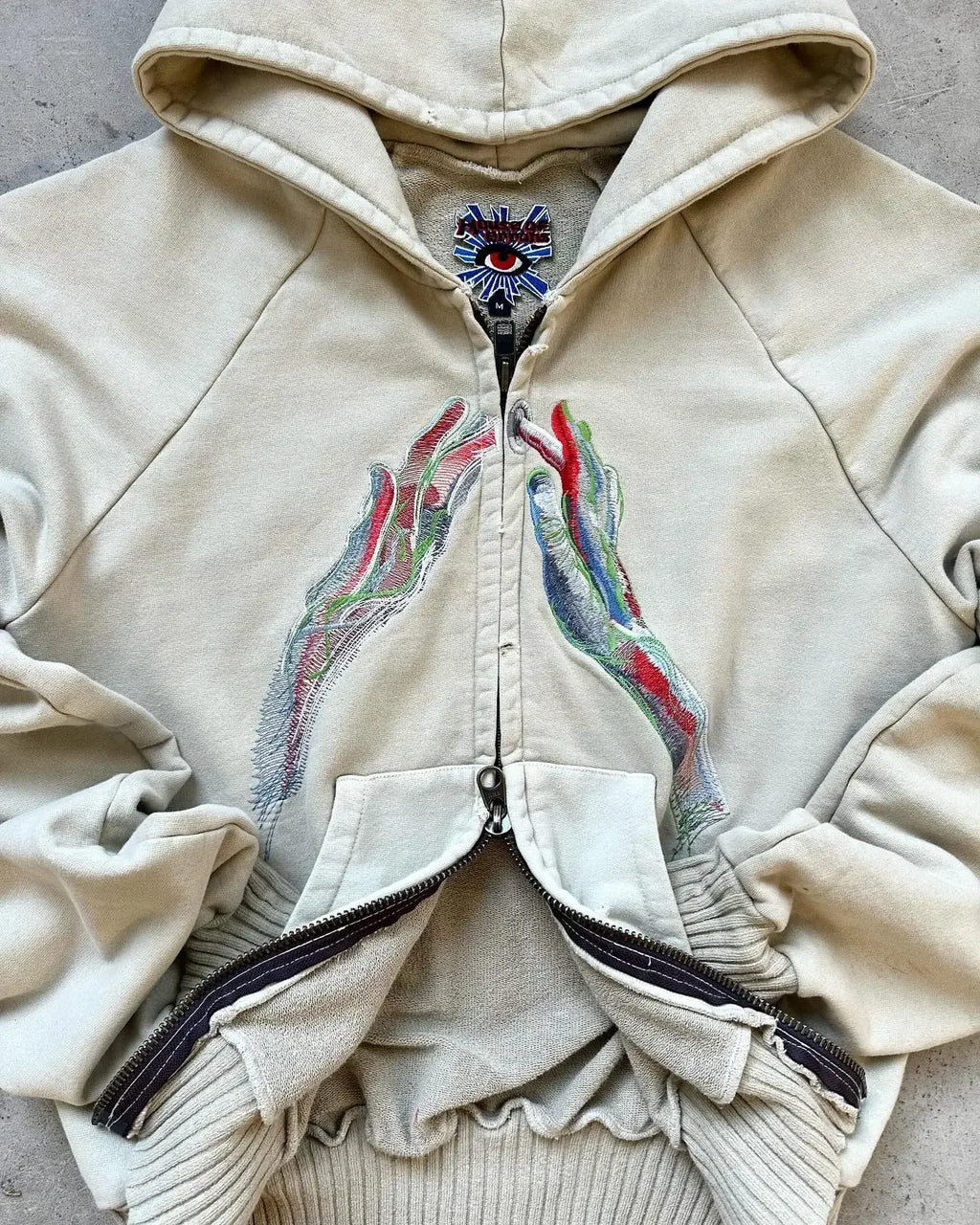 American Fashion Embroidery Personality Flash Diamond Oversize Zipper Hoodie Men Y2K New Harajuku Gothic Casual Joker Sweatshirt