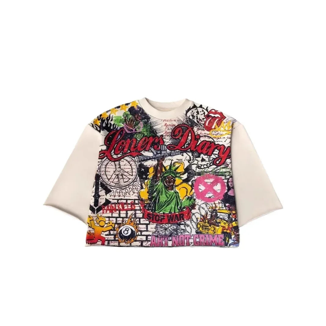 Streetwear Y2k T Shirt New Trend Hip Hop Graffiti Large Graphic Print Design Shirt Harajuku Retro Oversized Loose T Shirt Tops