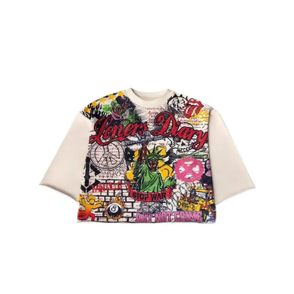 Streetwear Y2k T Shirt New Trend Hip Hop Graffiti Large Graphic Print Design Shirt Harajuku Retro Oversized Loose T Shirt Tops