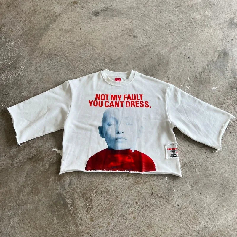 High Street American anime print short sleeve men Y2k Goth Harajuku fashion loose shirt trend retro casual oversized T-shirt