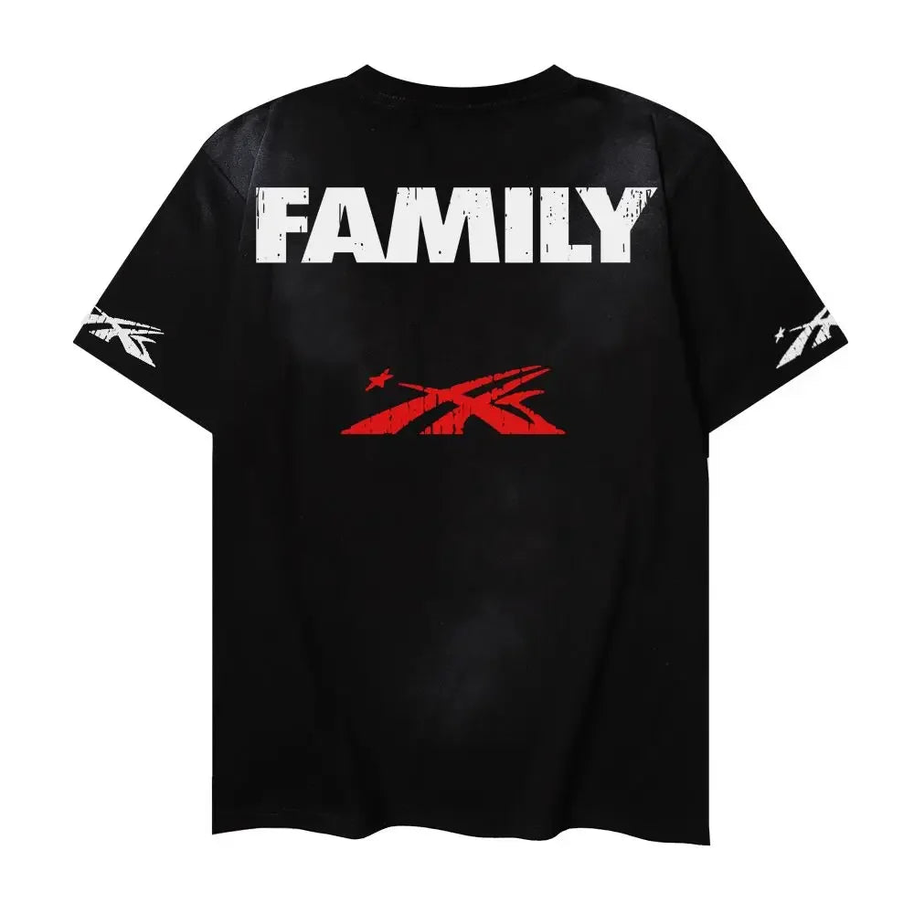 2025 Tide Brand Printing Summer Loose Casual Retro Men's and Women's Pure Ins Short-sleeved Comfortable and Breathable T-shirt