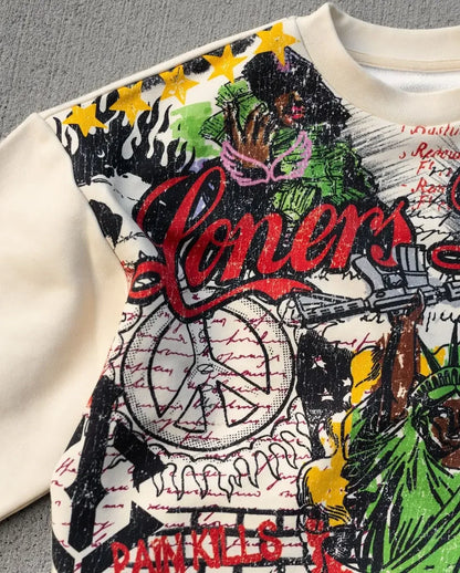 Streetwear Y2k T Shirt New Trend Hip Hop Graffiti Large Graphic Print Design Shirt Harajuku Retro Oversized Loose T Shirt Tops