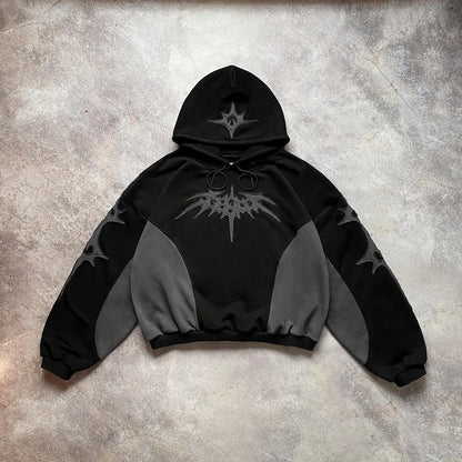 American Fashion Embroidery Personality Flash Diamond Oversize Zipper Hoodie Men Y2K New Harajuku Gothic Casual Joker Sweatshirt