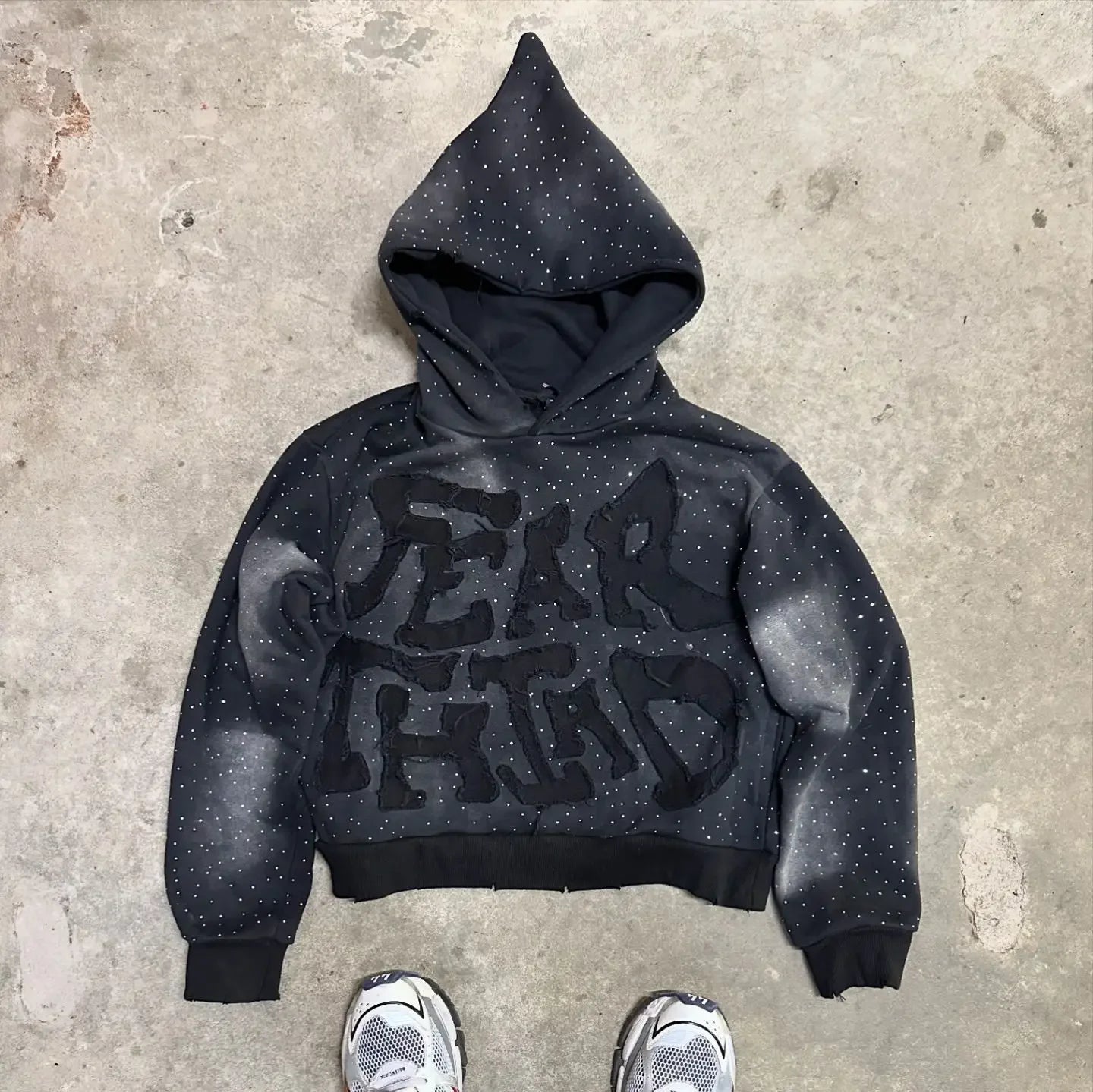 American New Harajuku Fashion Flash Diamond Oversized Letter Patch Hoodie Mens Womens Y2K Hip Hop Gothic Casual Joker Sweatshirt