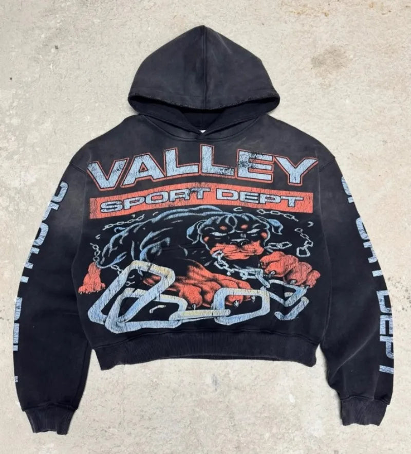 Y2K New Zipper Hoodie Men American Retro Washed Letter Printed Sportswear High Street Gothic Fashion Loose Top Unisex Clothing