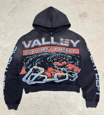 Y2K New Zipper Hoodie Men American Retro Washed Letter Printed Sportswear High Street Gothic Fashion Loose Top Unisex Clothing