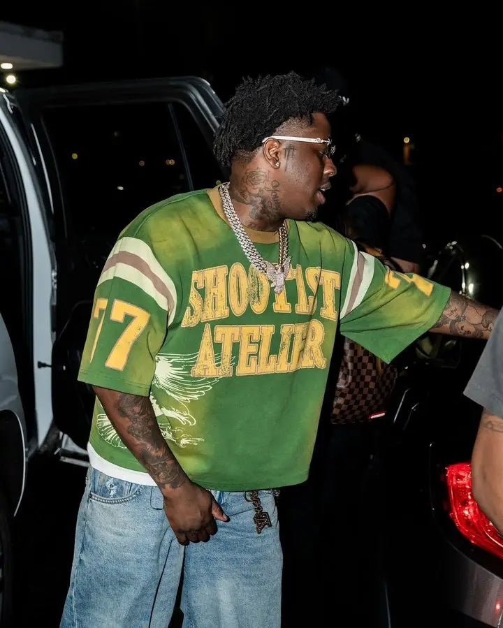 American T Shirt Y2K Short Sleeved Tops Men Retro Hip Hop Rock Graphic Print Oversized Tshirt Round Neck Cotton Pullover Clothes