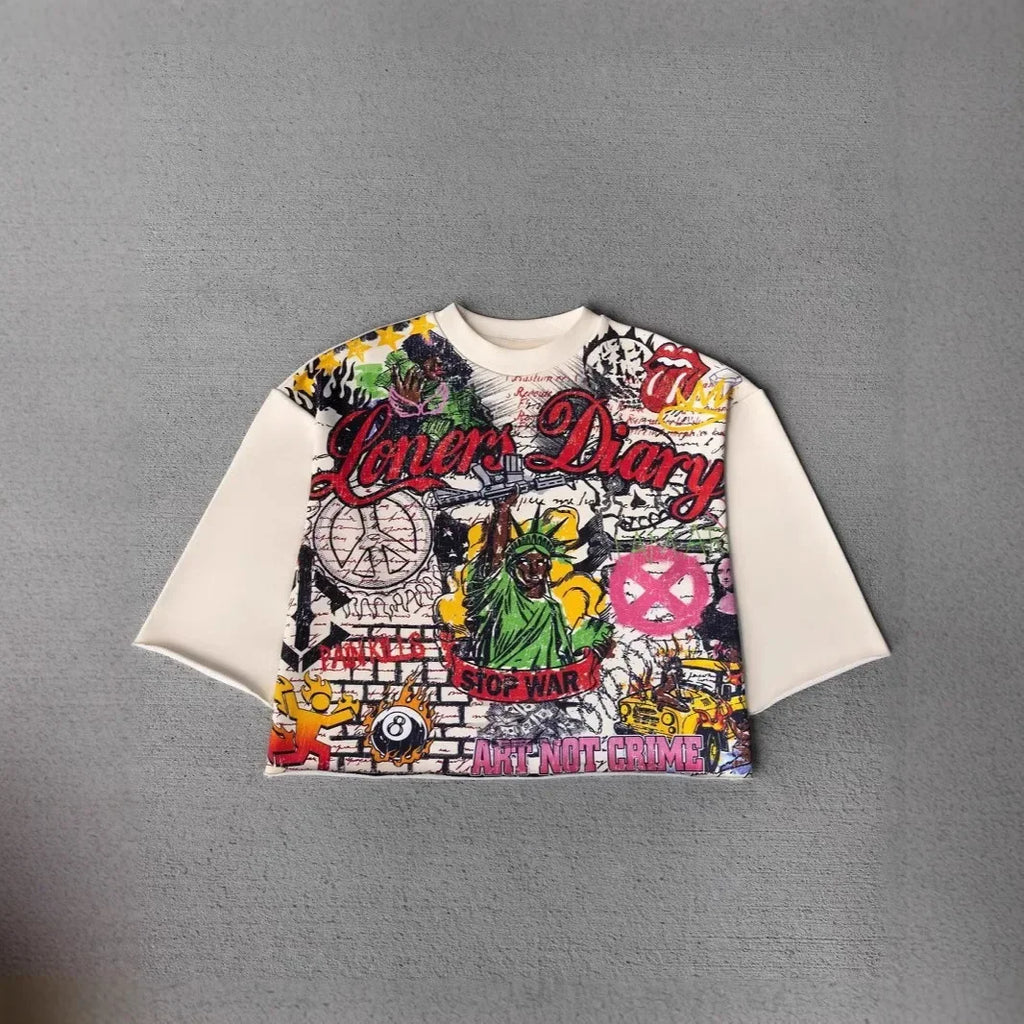 Streetwear Y2k T Shirt New Trend Hip Hop Graffiti Large Graphic Print Design Shirt Harajuku Retro Oversized Loose T Shirt Tops