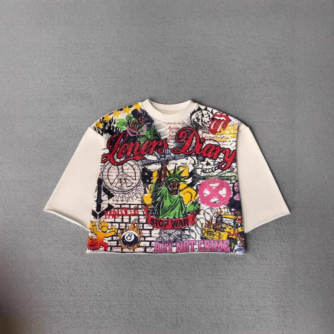 Streetwear Y2k T Shirt New Trend Hip Hop Graffiti Large Graphic Print Design Shirt Harajuku Retro Oversized Loose T Shirt Tops