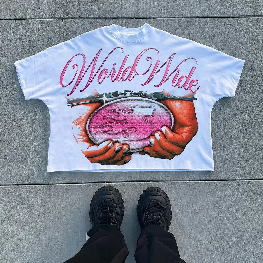 Mens Y2k Oversized T Shirt Lips Print Cotton Streetwear Loose Fit Casual Tee Summer Top Lightweight Comfortable Multiple Colors